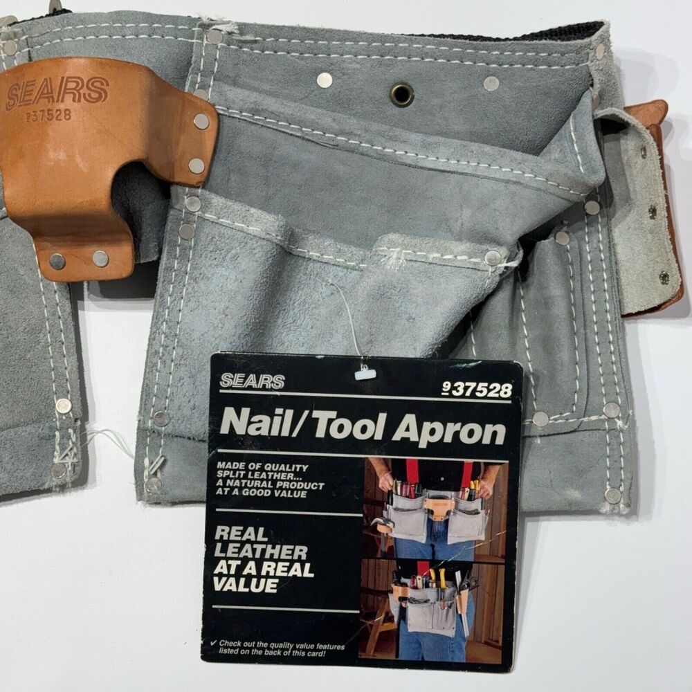 NWT Vintage Sears Nail Tool Apron Utility Belt Leather Made in Mexico #937528